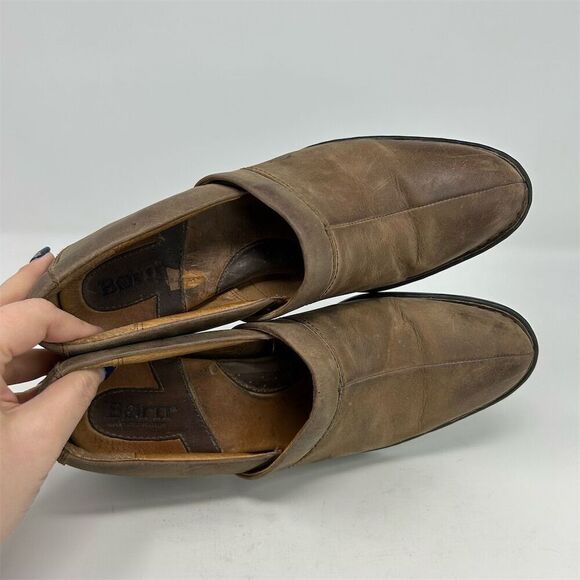 Born Women's Kinney Light Brown Leather Block Heel Mules Size 9 Casual Booties - Picture 10 of 13